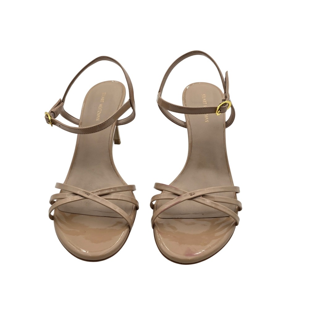 Stuart Weitzman Nude Patent Leather Strappy Stiletto Heels‎ Sandals Size 8